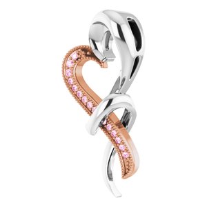 Rhodium-Plated Sterling Silver & 10K Rose Natural Pink Sapphire Heart Pendant - BN & CO JEWELRY