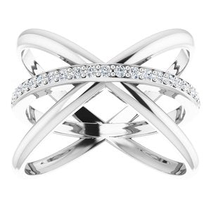 14K White 1/6 CTW Diamond Criss-Cross Ring - BN & CO JEWELRY