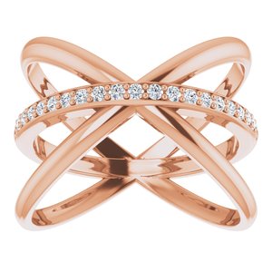 14K Rose 1/6 CTW Diamond Criss-Cross Ring - BN & CO JEWELRY