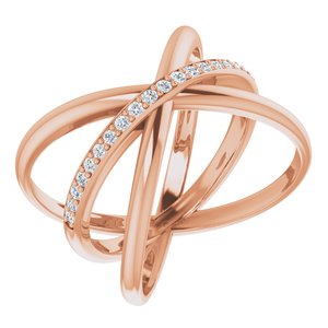 14K Rose 1/6 CTW Diamond Criss-Cross Ring - BN & CO JEWELRY