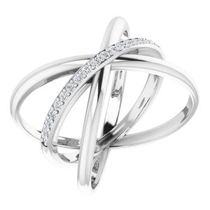 14K White 1/6 CTW Diamond Criss-Cross Ring - BN & CO JEWELRY