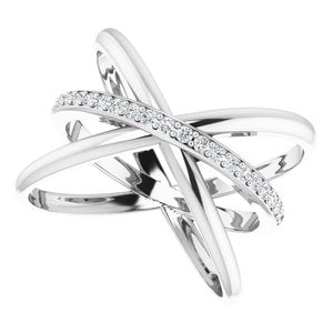 14K White 1/6 CTW Diamond Criss-Cross Ring - BN & CO JEWELRY