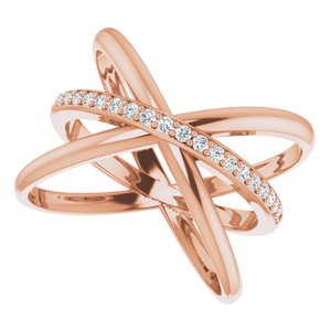 14K Rose 1/6 CTW Diamond Criss-Cross Ring - BN & CO JEWELRY