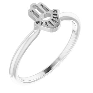 Sterling Silver Hamsa Stackable Ring - BN & CO JEWELRY