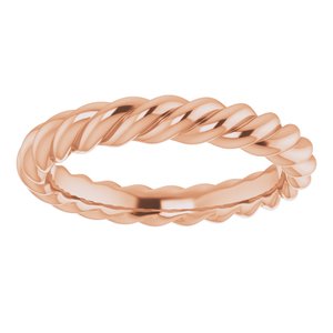 14K Rose 3 mm Skinny Rope Band Size 5 - BN & CO JEWELRY
