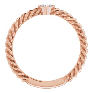 14K Rose 1/6 CT Diamond Bezel-Set Rope Ring - BN & CO JEWELRY