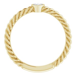 14K Yellow 1/6 CT Diamond Bezel-Set Rope Ring - BN & CO JEWELRY