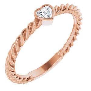 14K Rose 1/6 CT Diamond Bezel-Set Rope Ring - BN & CO JEWELRY