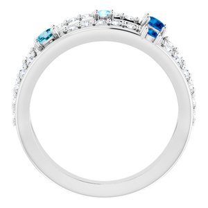 14K White Natural Blue Multi-Gemstone & 1/2 CTW Natural Diamond Ring - BN & CO JEWELRY