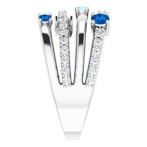 14K White Natural Blue Multi-Gemstone & 1/2 CTW Natural Diamond Ring - BN & CO JEWELRY