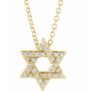 14K Yellow 1/8 CTW Natural Diamond Star of David 16-18" Necklace - BN & CO JEWELRY