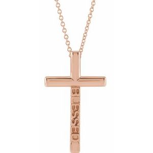 14K Rose 25x15.05 mm Blessed Cross 16-18" Necklace - BN & CO JEWELRY