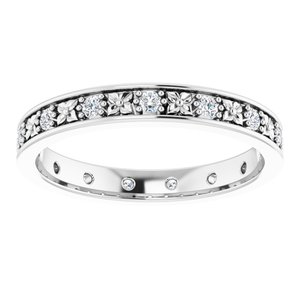 14K White 1/3 CTW Natural Diamond Floral Eternity Band Size 7 - BN & CO JEWELRY