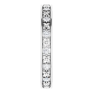 14K White 1/3 CTW Natural Diamond Floral Eternity Band Size 7 - BN & CO JEWELRY