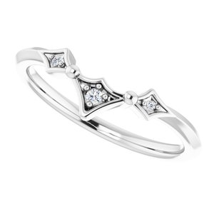 14K White .025 CTW Natural Diamond Contour Band - BN & CO JEWELRY