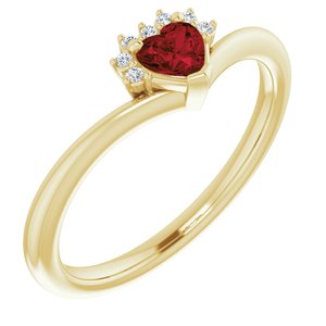 14K Yellow Natural Mozambique Garnet & .03 CTW Natural Diamond Heart Rring - BN & CO JEWELRY