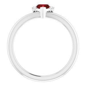 14K White Natural Mozambique Garnet & .03 CTW Natural Diamond Heart Rring - BN & CO JEWELRY