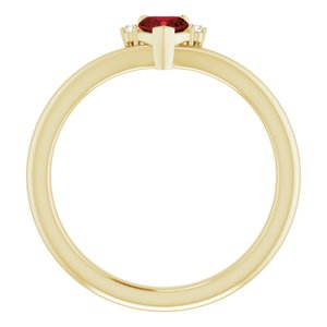 14K Yellow Natural Mozambique Garnet & .03 CTW Natural Diamond Heart Rring - BN & CO JEWELRY