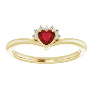 14K Yellow Natural Mozambique Garnet & .03 CTW Natural Diamond Heart Rring - BN & CO JEWELRY