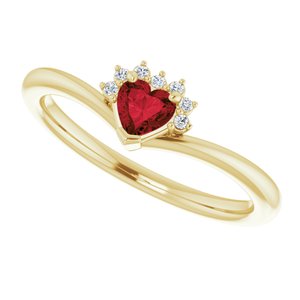 14K Yellow Natural Mozambique Garnet & .03 CTW Natural Diamond Heart Rring - BN & CO JEWELRY