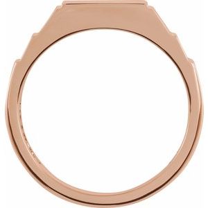 14K Rose .08 CTW Natural Black Diamond 23.5 mm Geometric Signet Ring - BN & CO JEWELRY