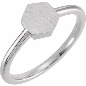 14K White 9.5x8 mm Geometric Signet Ring - BN & CO JEWELRY