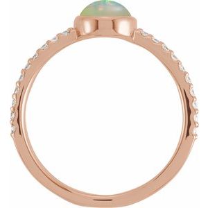 14K Rose Natural White Ethiopian Opal & 3/8 CTW Natural Diamond Ring - BN & CO JEWELRY