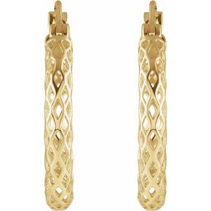 14K Yellow 21x2.5 mm Pierced Tube Hoop Earrings - BN & CO JEWELRY