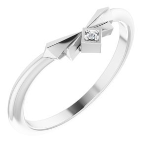 14K White .0075 CT Natural Diamond Accented Contour Band - BN & CO JEWELRY