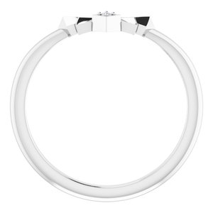 14K White .0075 CT Natural Diamond Accented Contour Band - BN & CO JEWELRY