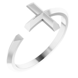 14K White Negative Space Cross Ring - BN & CO JEWELRY