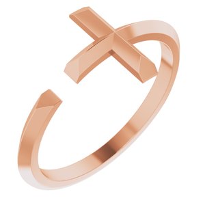 14K Rose Negative Space Cross Ring - BN & CO JEWELRY
