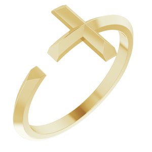 14K Yellow Negative Space Cross Ring - BN & CO JEWELRY