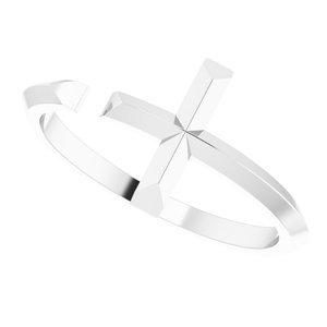 14K White Negative Space Cross Ring - BN & CO JEWELRY