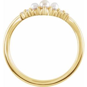 14K Yellow Pearl & .03 CTW Natural Diamond Contour Band - BN & CO JEWELRY