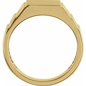 14K Yellow .08 CTW Natural Diamond 23.5 mm Geometric Signet Ring - BN & CO JEWELRY
