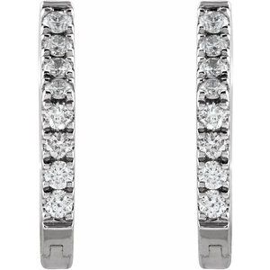 14K White 1/8 CTW Natural Diamond Geometric Hinged Huggie Earrings - BN & CO JEWELRY
