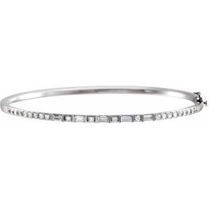 14K White 1 CTW Natural Diamond 7" Bangle Bracelet - BN & CO JEWELRY