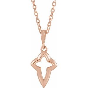 14K Rose Petite Open Cross 16-18" Necklace - BN & CO JEWELRY