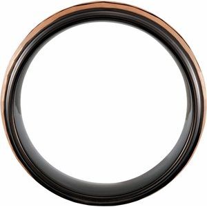 18k Rose Gold PVD & Black PVD Tungsten 8 mm Grooved Size 10 Band - BN & CO JEWELRY