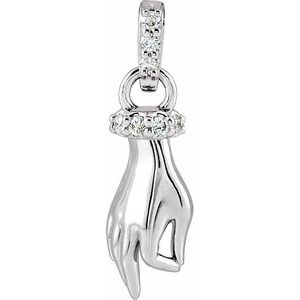 14K White .05 CTW Natural Diamond Hand of Buddha Pendant - BN & CO JEWELRY