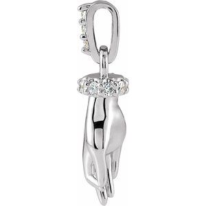 14K White .05 CTW Natural Diamond Hand of Buddha Pendant - BN & CO JEWELRY