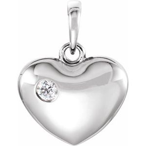14K White .05 CT Natural Diamond Heart Pendant - BN & CO JEWELRY