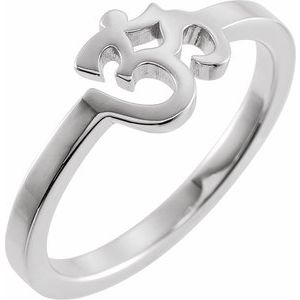 14K White Petite Om Ring - BN & CO JEWELRY