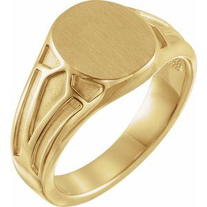 14K Yellow 13x10.5 mm Geometric Signet Ring - BN & CO JEWELRY