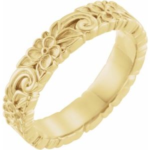 14K Yellow 4.2 mm Floral Band - BN & CO JEWELRY