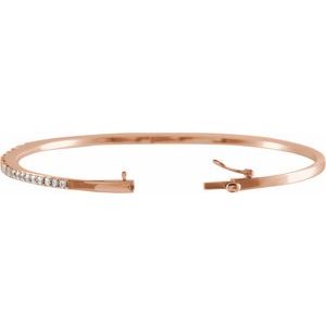 14K Rose 1 CTW Natural Diamond 7" Bangle Bracelet - BN & CO JEWELRY