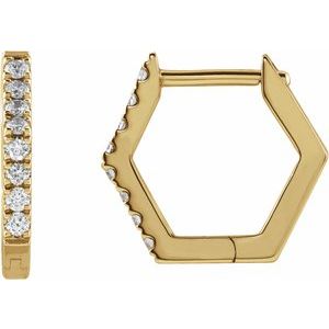 14K Yellow 1/8 CTW Natural Diamond Geometric Hinged Huggie Earrings - BN & CO JEWELRY