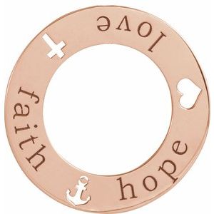 14K Rose Faith, Hope, Love Pierced 20 mm Loop Pendant - BN & CO JEWELRY