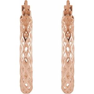 14K Rose 21x2.5 mm Pierced Tube Hoop Earrings - BN & CO JEWELRY
